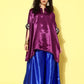 InWeave Women's Wine Navy Brocade Satin Boho Blue Palazzo Set - Swadesiicart