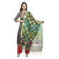 A R Silk Women's Vanarsi Green Silk Zari Embroidery With Multi Color Fancy Dupatta