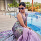 Tikhi Imli Mauve Abstract Printed Satin Half and Half Saree | Swadesiicart