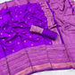DEIANA'S Beautiful Designer Golden zari Soft Lichi Silk Saree - Purple - Swadesiicart