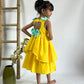 ArthLife Yellow Pepa Rainbow Partywear Dress