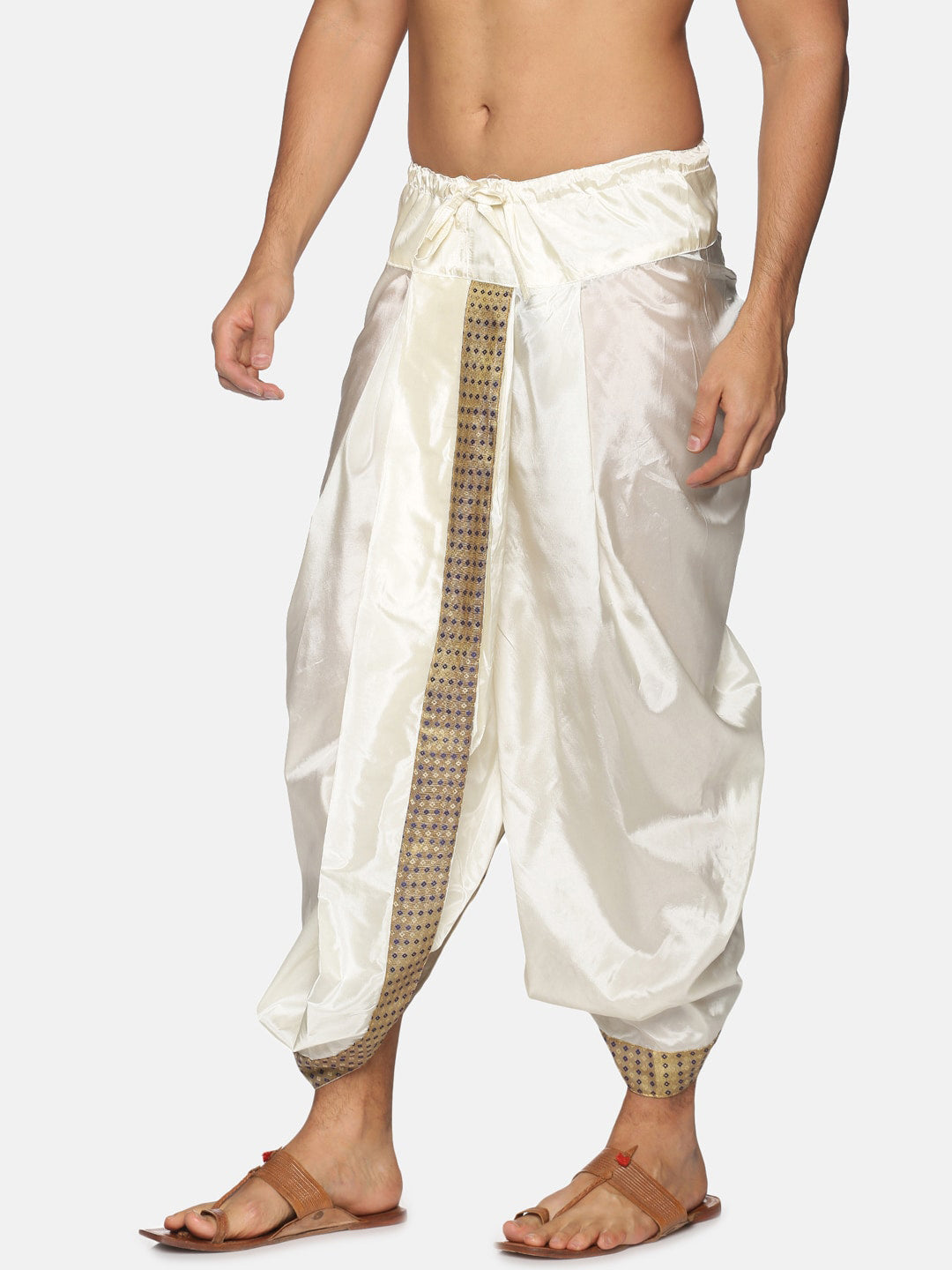 Sethukrishna Men Cream Men Solid Dhoti Pant | Swadesiicart