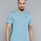Alcis Men Blue Solid Slim Fit Gym T-shirt | Swadesiicart