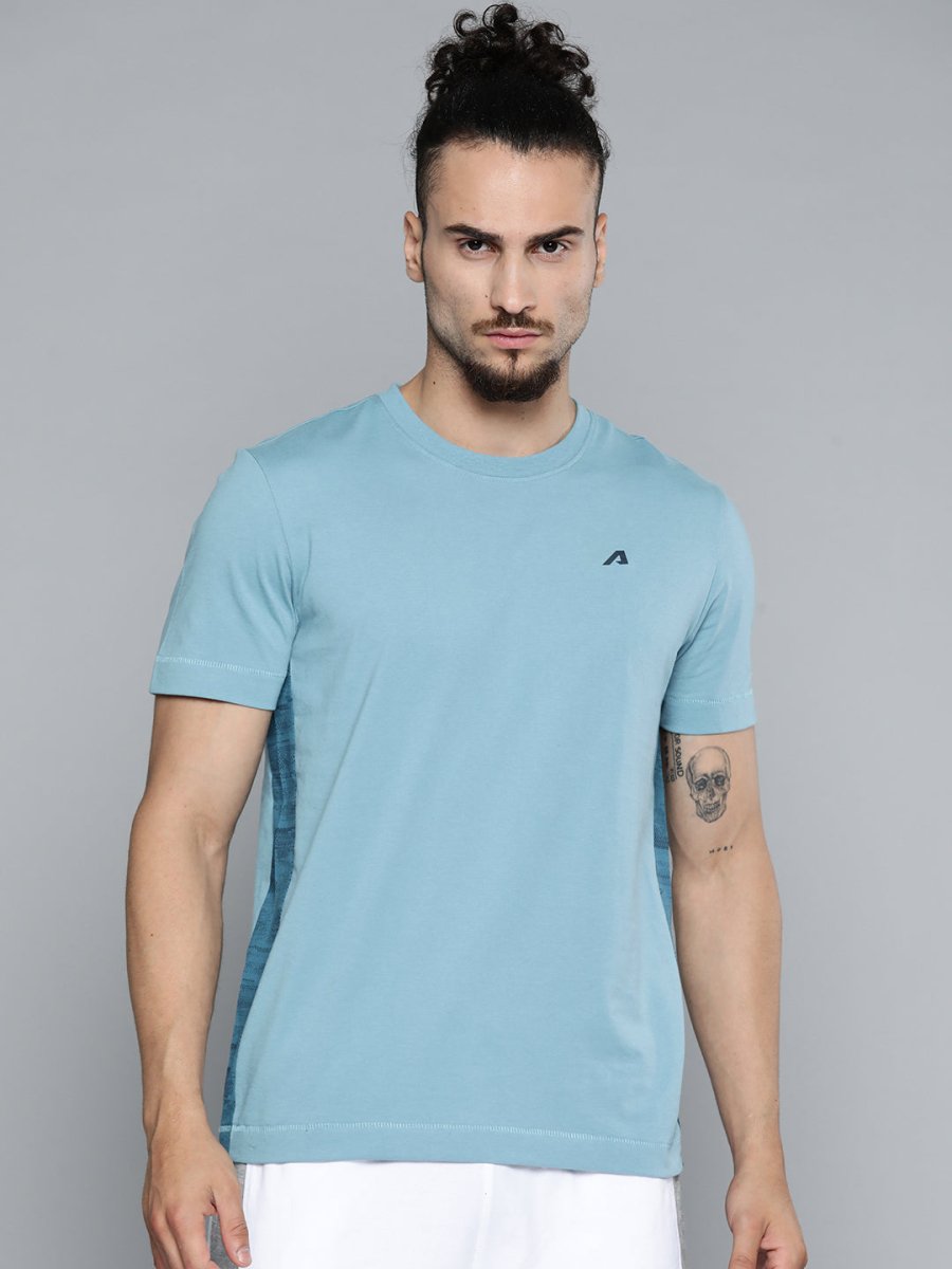 Alcis Men Blue Solid Slim Fit Gym T-shirt | Swadesiicart