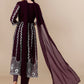 HERE&NOW Floral Lucknowi Chikankari Embroidered Georgette Anarkali Kurta with Dupatta | Swadesiicart
