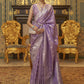 Mitera Lavender & Gold-Toned Ethnic Motifs Zari Silk Blend Banarasi Saree | Swadesiicart