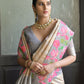 Vishnu Weaves Women's Grey Banarasi Silk Saree with Blouse - Swadesiicart