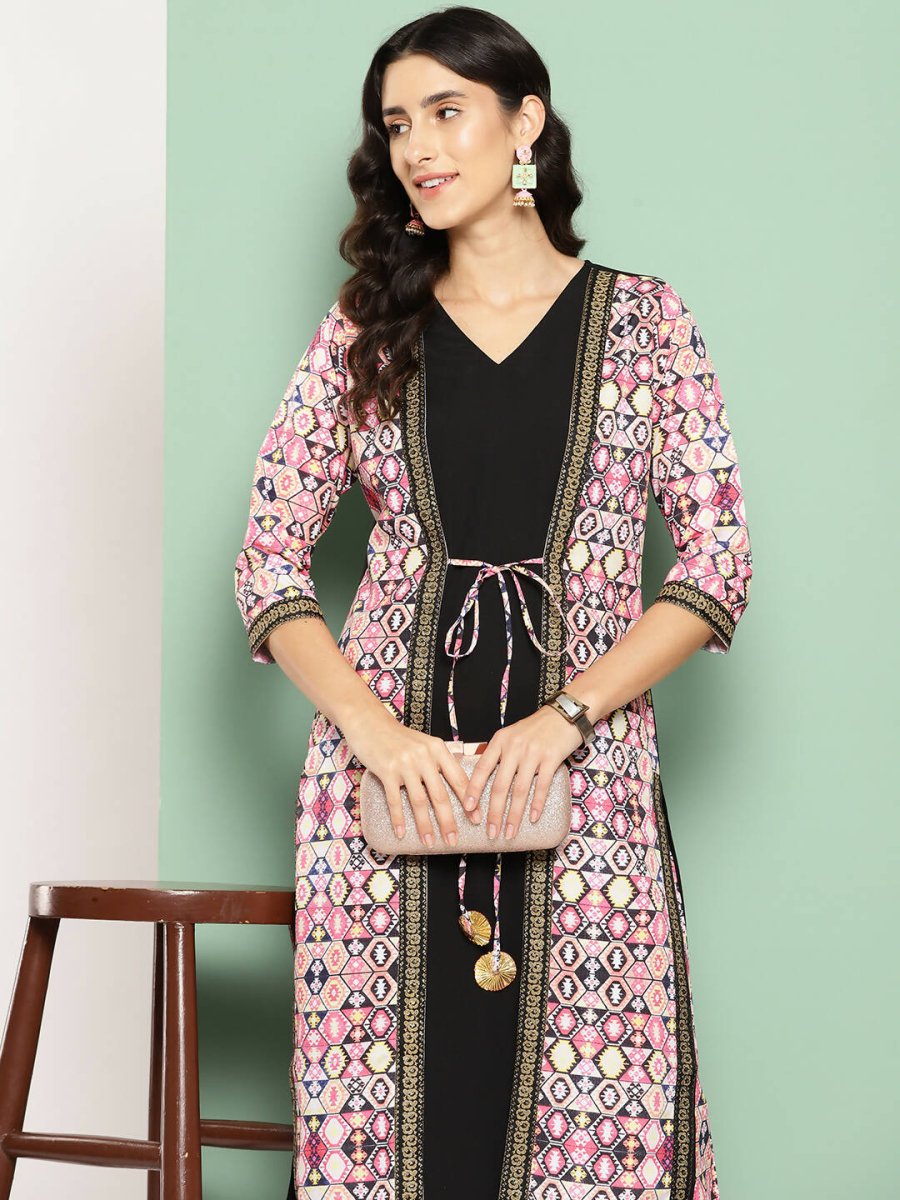 Ahalyaa Women's Traditional wear Kurta Set - Black | Swadesiicart