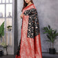 Joban Fashion Banarasi Black Woven Soft Silk Saree | Swadesiicart