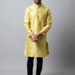 Even Apparels Yellow Color Art Silk Banarsi Silk Men's Kurta With Band Collar (BS017) | Swadesiicart
