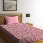 MYTRIDENT Maroon & White Ethnic Motifs Cotton 120 TC Single Bedsheet With 1 Pillow Cover - Swadesiicart