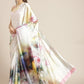Tikhi Imli White & Pink Digital Floral Print Saree | Swadesiicart