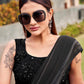 Tikhi Imli Black Striped Sequinned Saree | Swadesiicart