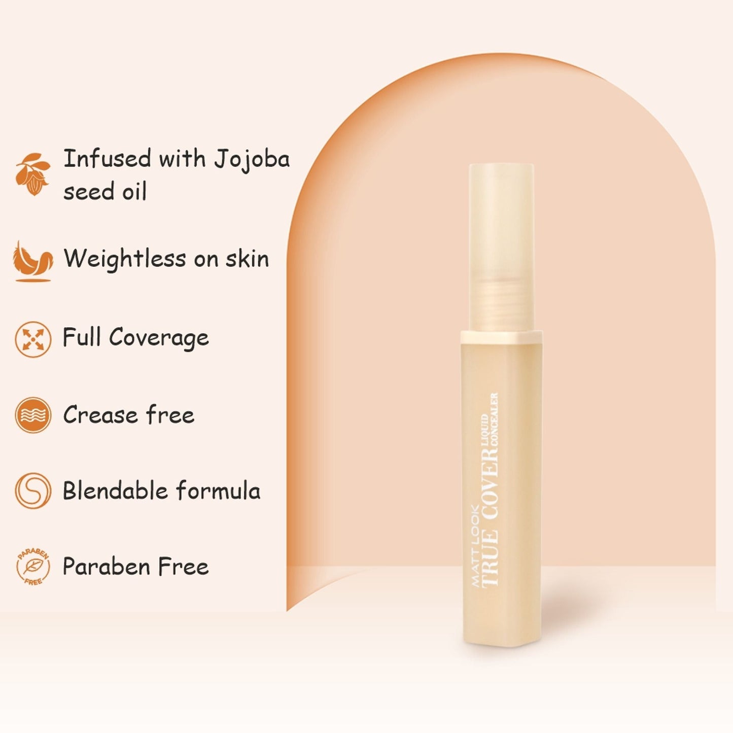 Matt Look True Cover Full Coverage Ultra Blendable Liquid Concealer - 50 Green Corrector - Swadesiicart