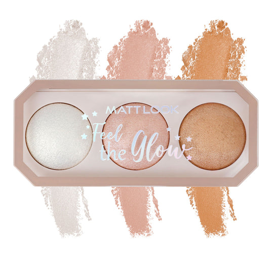Matt Look Feel The Glow Baked Shimmer Highlighter Trio Palette - 01 Light House - Swadesiicart