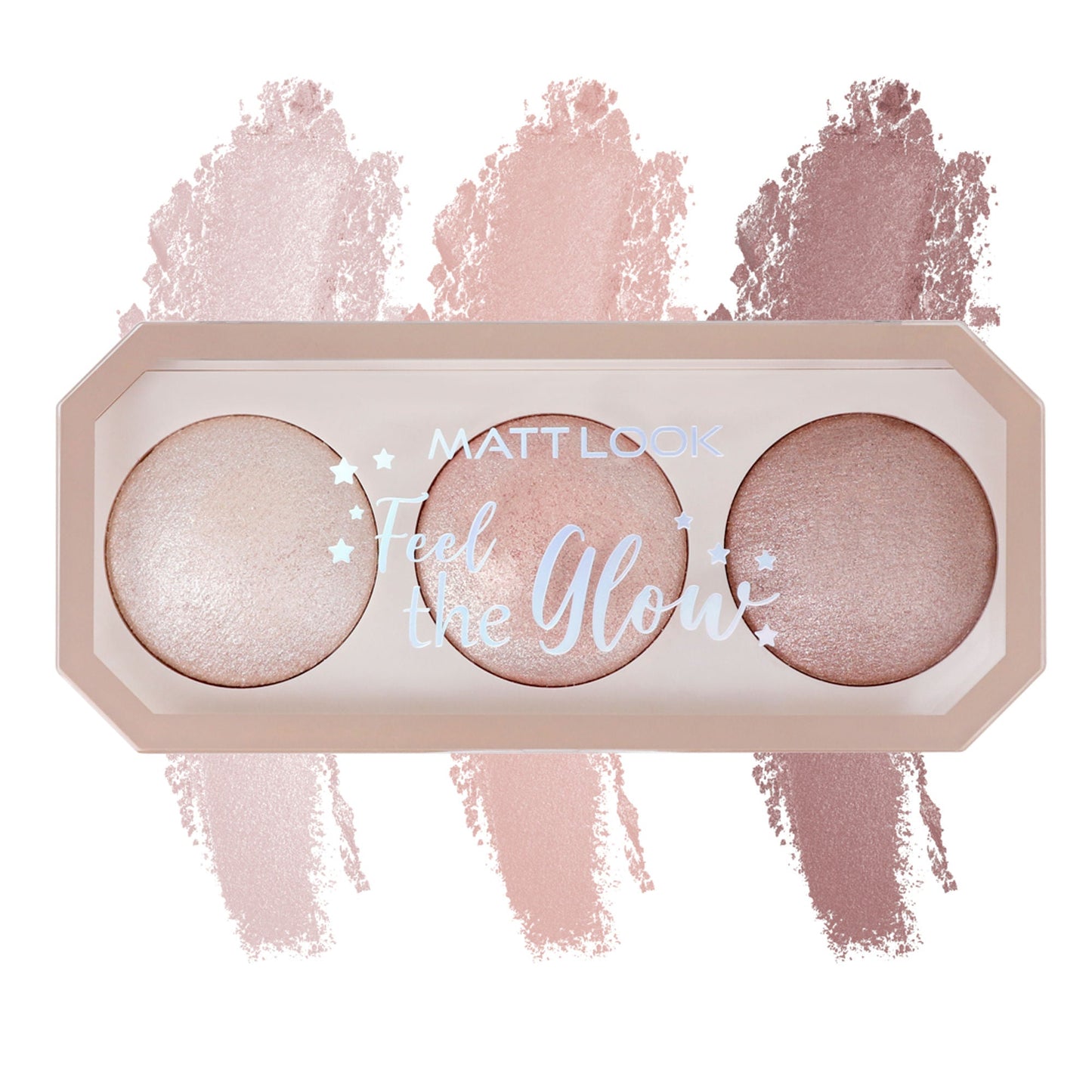 Matt Look Feel The Glow Baked Shimmer Highlighter Trio Palette - 02 Beaming Beauty - Swadesiicart