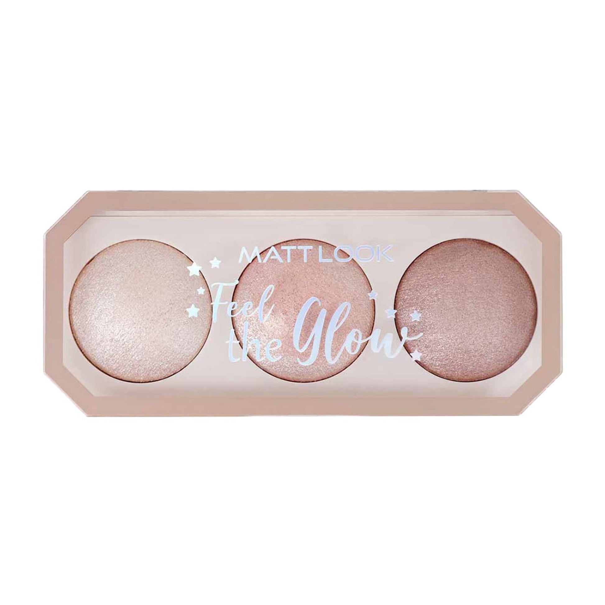 Matt Look Feel The Glow Baked Shimmer Highlighter Trio Palette - 02 Beaming Beauty - Swadesiicart