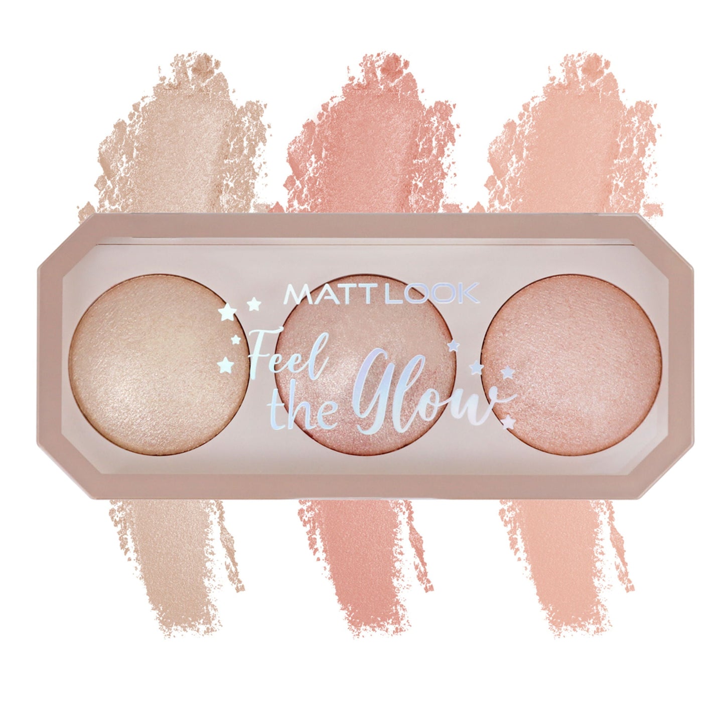 Matt Look Feel The Glow Baked Shimmer Highlighter Trio Palette - 03 Super Vibes - Swadesiicart