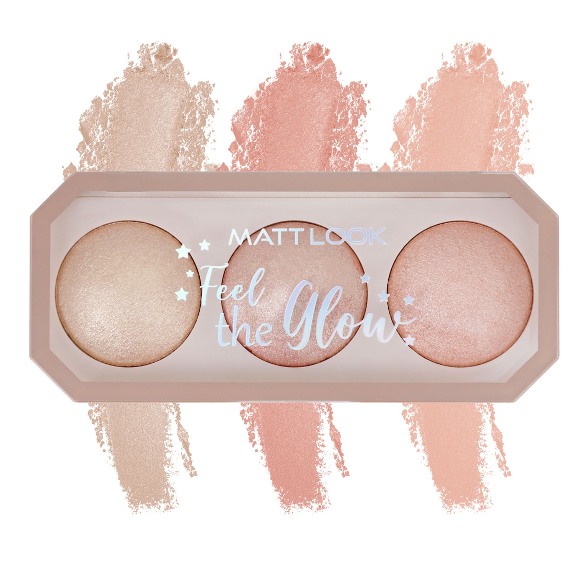 Matt Look Feel The Glow Baked Shimmer Highlighter Trio Palette - 03 Super Vibes - Swadesiicart