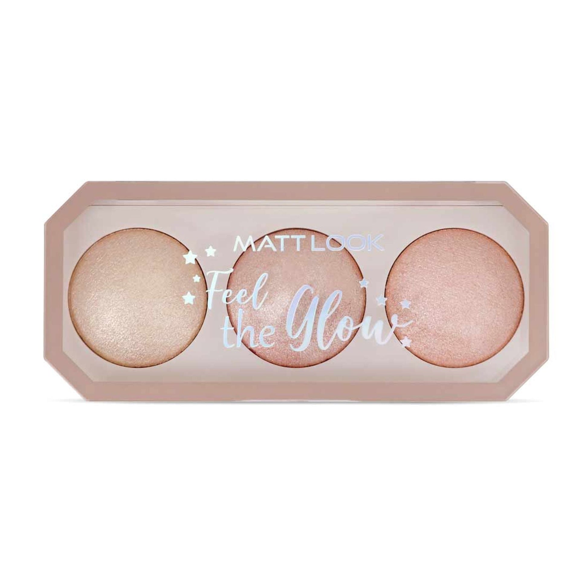 Matt Look Feel The Glow Baked Shimmer Highlighter Trio Palette - 03 Super Vibes - Swadesiicart
