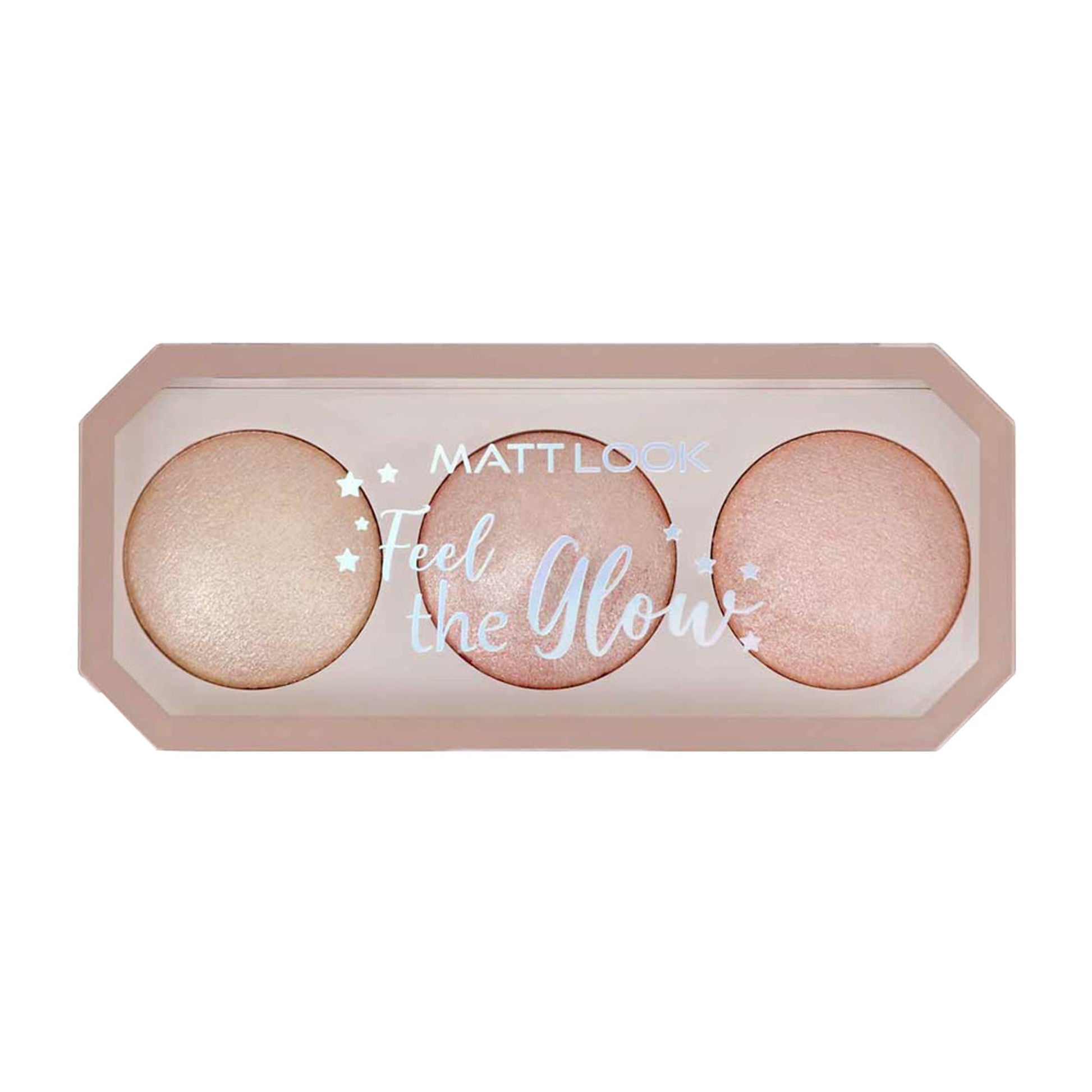 Matt Look Feel The Glow Baked Shimmer Highlighter Trio Palette - 03 Super Vibes - Swadesiicart