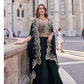 Anaita Black Real Premium Silk Stitched Shrug Suit with Embroidery Work
