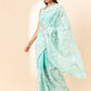 Blue Organza Paisely Embroidered Saree with Unstitched Blouse Piece - Roozal