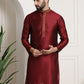 Sojanya Men Red Embroidered Straight Kurta | Swadesiicart