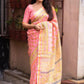 Pink Silk Blend Geometric Saree with Unstitched Blouse - Hiral Fashion | Swadesiicart
