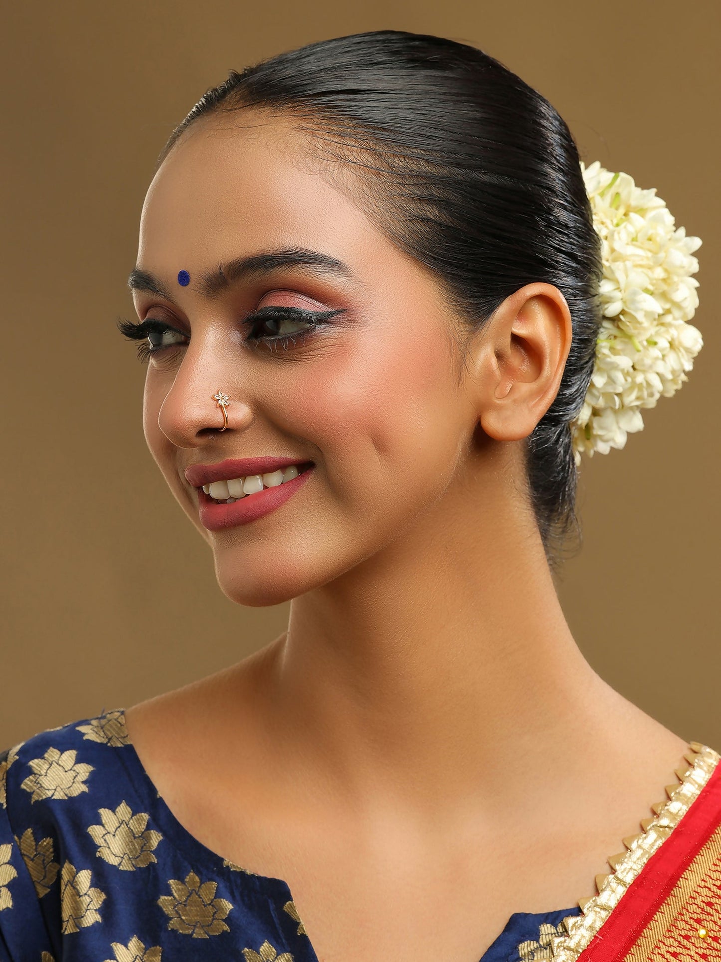 Ruby Raang Gold Star Nose Pin | Swadesiicart