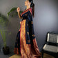 Joban Fashion Banarasi Navy Blue Woven Soft Silk Saree | Swadesiicart