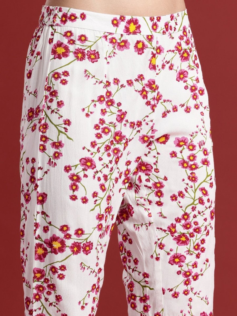 Anouk Women Floral Printed Kaftan Kurta with Trousers - Swadesiicart