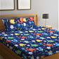 Home Sizzler Blue & Yellow Printed 210 TC Bedsheet with Pillow Covers - Swadesiicart