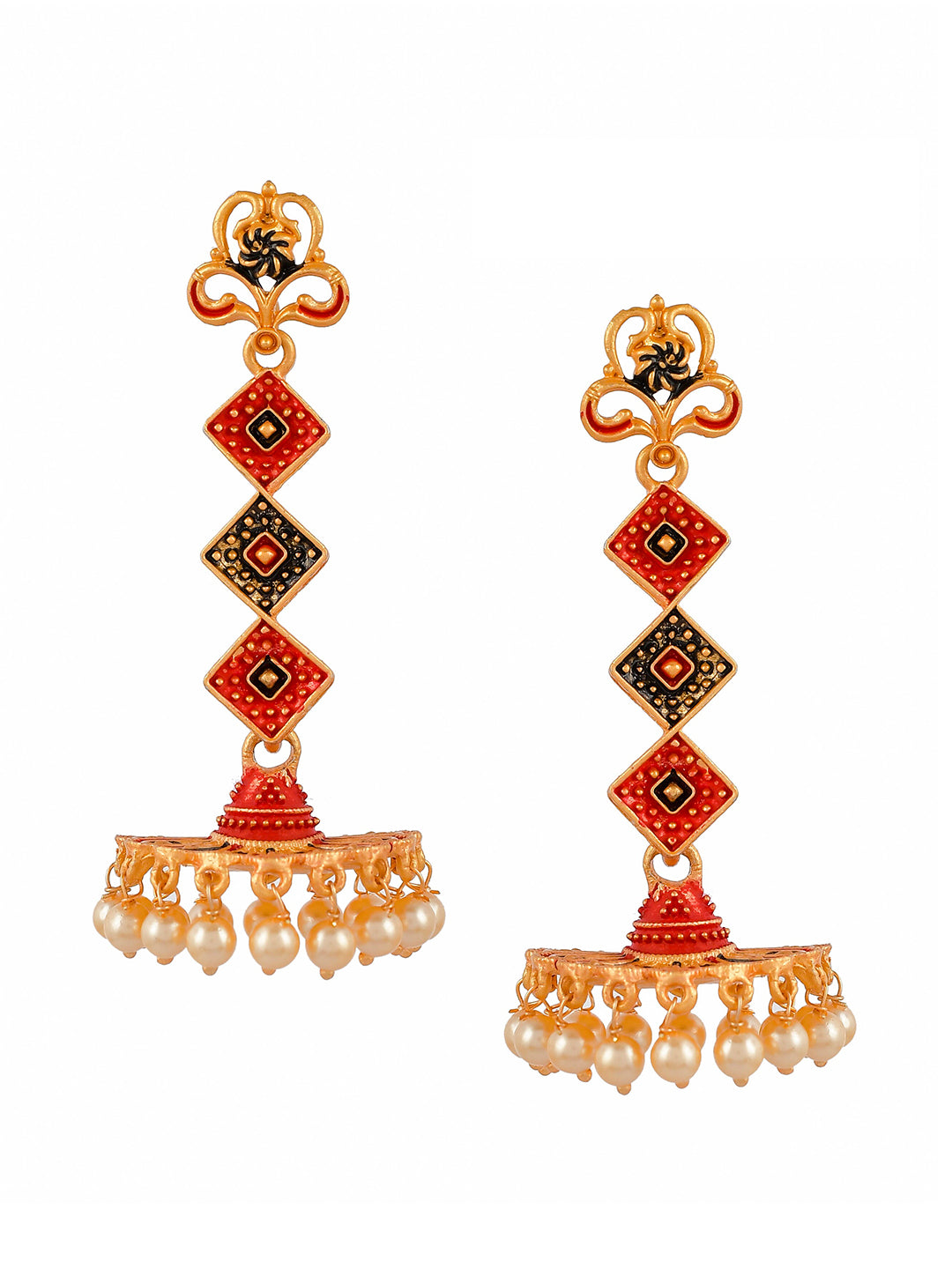 Shoshaa Gold-Toned Contemporary Jhumka Earrings | Swadesiicart