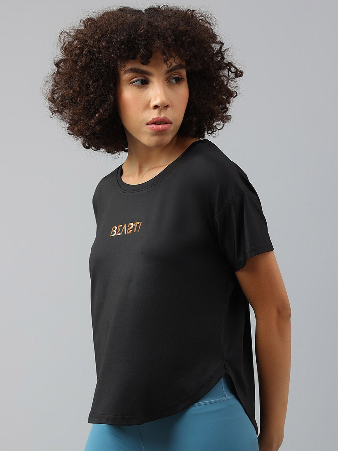 MKH Women Typography Drop-Shoulder Sleeves Dri-FIT Sports T-shirt - Swadesiicart