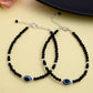 VOJ Set of 2 Evil Eye Black Beads Adjustable Anklet - Swadesiicart