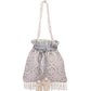 Masq Tan & White Embroidered Potli Clutch
