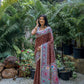 Vishnu Weaves Women's Coffee Soft Tussar Silk Printed Saree with Blouse - Swadesiicart