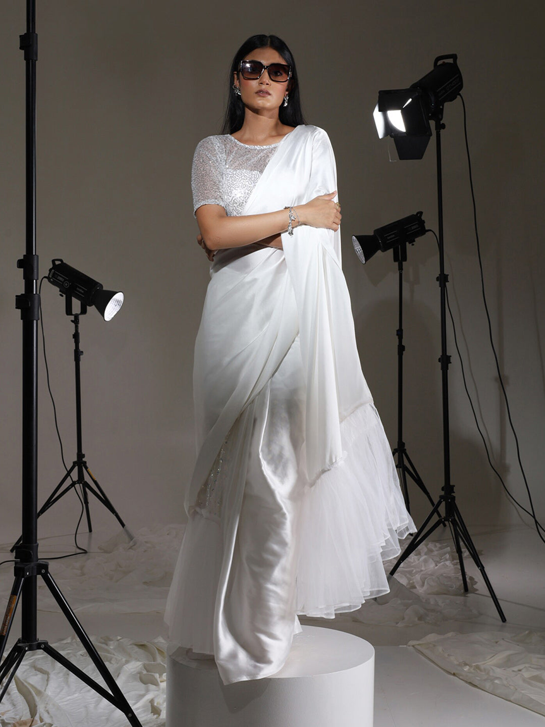 Tikhi Imli Embroidered Sequined Ready to Wear Saree | Swadesiicart