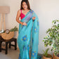 Vamsee Divisha Sky Organza Saree - Swadesiicart