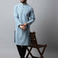 Even Apparels Blue Color Cotton Pure Cotton Men's Kurta With Side Placket (SLD1156) | Swadesiicart