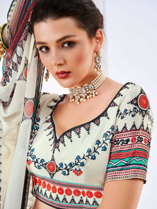 Wedding Designer White Chinon Lehengha Choli - Anbazaar | Swadesiicart