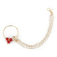 White Red Gold-Polished Kundan-Studded Beaded Nosepin - Ruby Raang | Swadesiicart