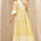Juniper Womens Limeyellow Cambric Printed Tiered Dress With Flared Sleeve | Swadesiicart