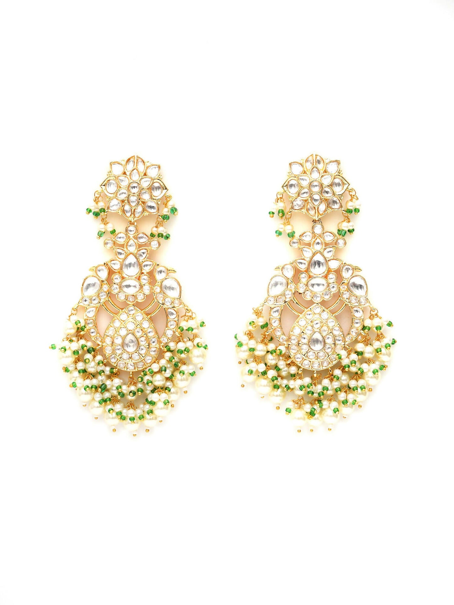 Kundan Chand Earrings (Gold) - Ruby Raang - Swadesiicart