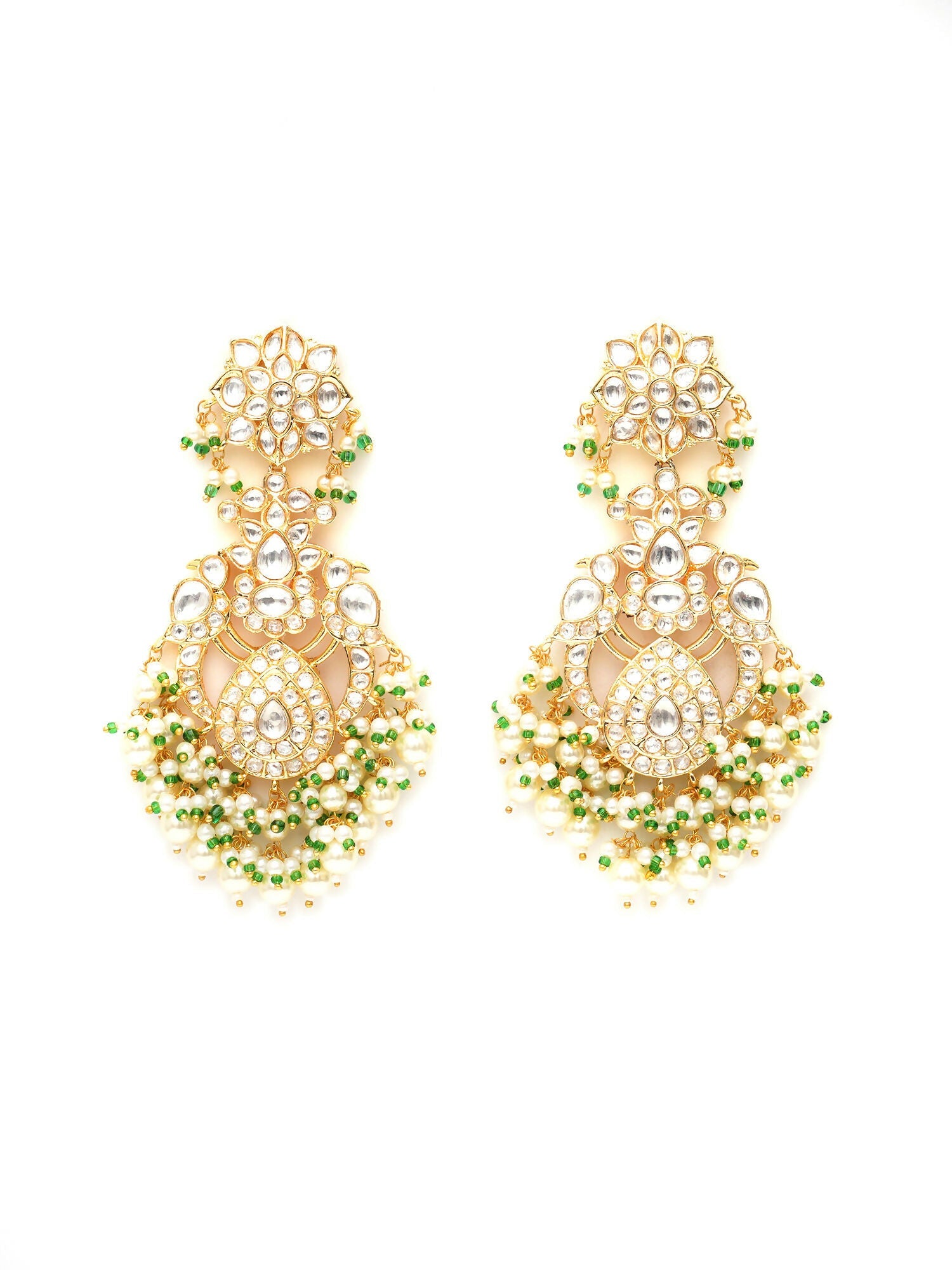 Kundan Chand Earrings (Gold) - Ruby Raang - Swadesiicart