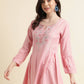 Pink Viscose Rayon Yoke Embroidered A-line Top - Tarini - Swadesiicart