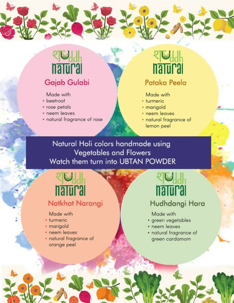 Shuddh Natural Edible Wholistic Colour | Ayurvedic Thandai Powder | Ubtan Based Herbal Gulal | Holi Gift Hamper | Swadesiicart