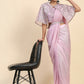 Light Lavendar Satin Solid Ready to wear Saree with stitched Blouse - Vanita | Swadesiicart