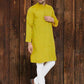Even Apparels Yellowish Green Wedding Kurta - Green | Swadesiicart
